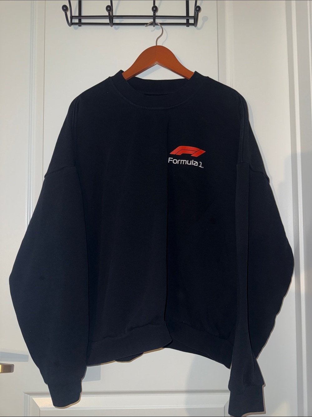 PacSun Black Crewneck Sweatshirt with Red Formula 1 Logo